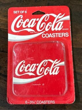 New In Package Vintage Set Of 6 Coca Cola Cork Coasters 3.75” Never Opened